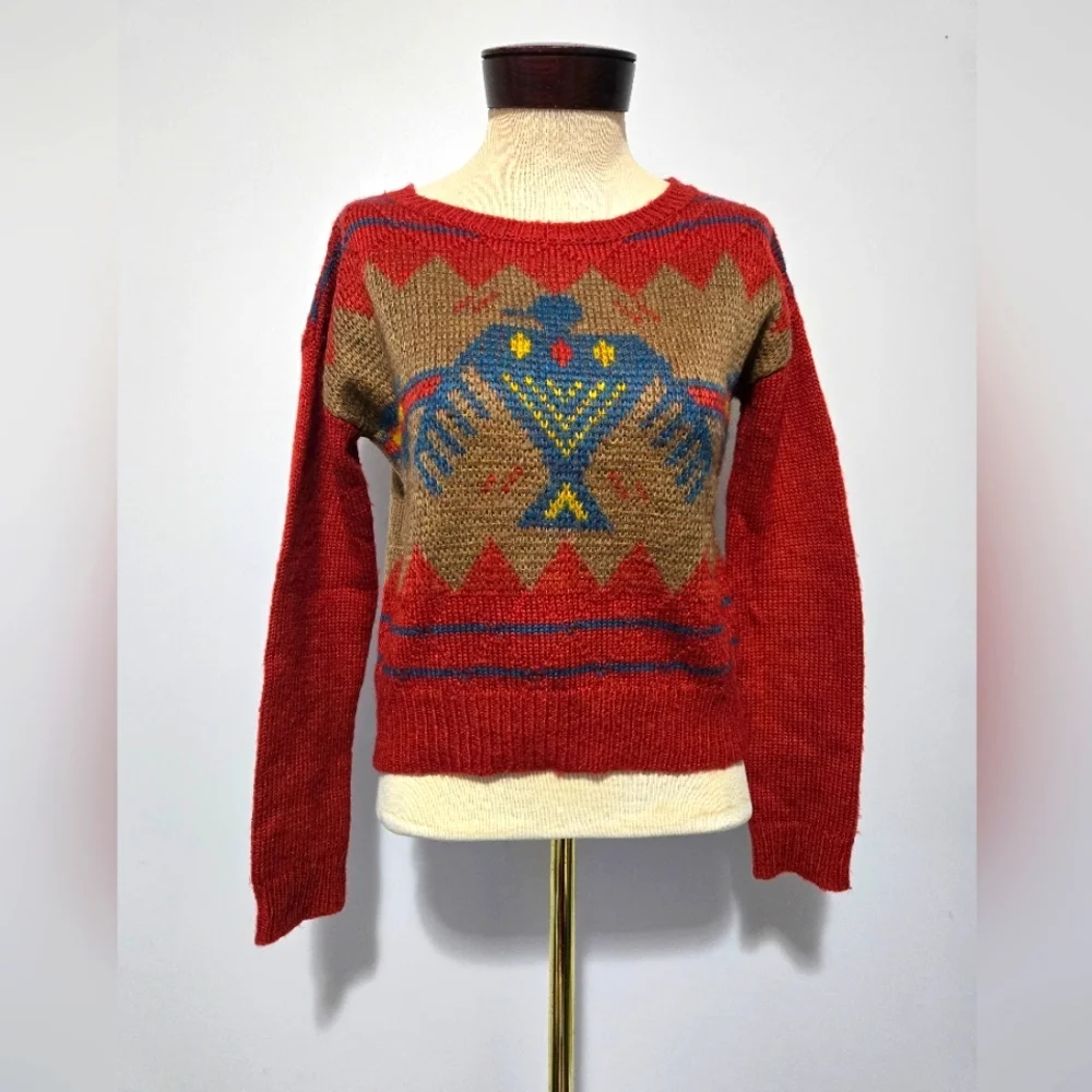 ECOTE Urban Outfitters Red and Brown Totem Aztec Sweater. Size XS - Picture 1 of 7